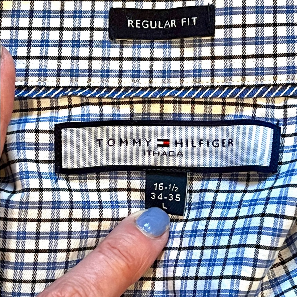 Tommy Hilfiger Blue and White Checkered Shirt